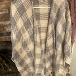 LC Lauren Conrad Plaid Cardigan - Gray and Cream